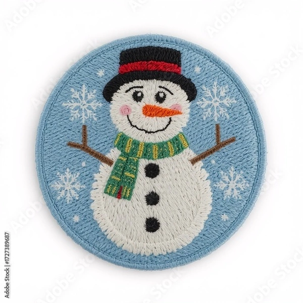 Fototapeta Patch_Snowman, Patch_Christmas, Patch_Embroidery, Patch_Applique, Patch_Handmade, Patch_Textile, Patch_Stitching, Patch_Yarn, Patch_Thread, Patch_Weaving, Patch_Needlework, Patch_Craft, Patch_Ornament