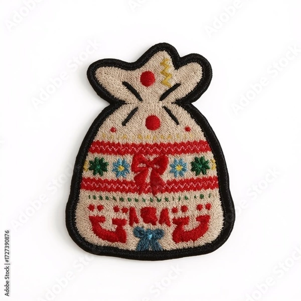 Fototapeta PatchGiftBag, PatchChristmas, PatchEmbroidery, PatchSewing, PatchHandmade, PatchCraft, PatchTextile, PatchNeedlework, PatchThread, PatchWeaving, PatchStitch, PatchApplique, PatchDecor, PatchPattern, P