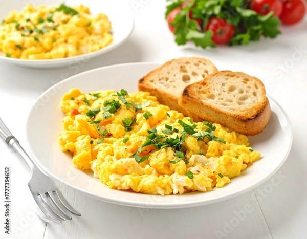 Obraz Scrambled eggs with toast (1)