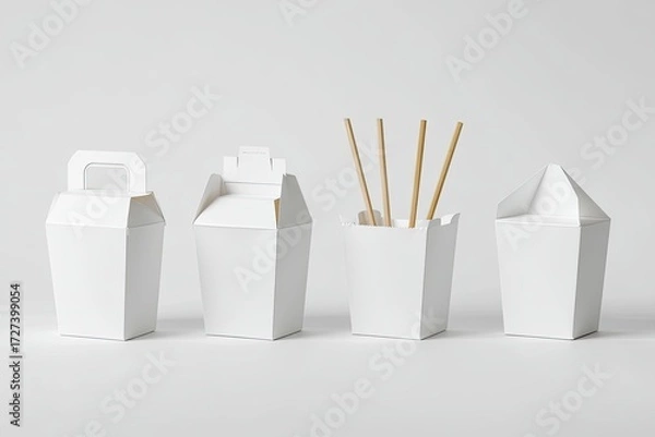 Fototapeta White takeout containers, various stages