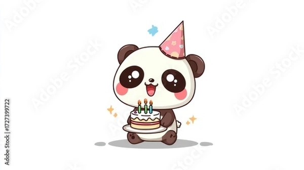 Obraz Cute panda celebrating birthday