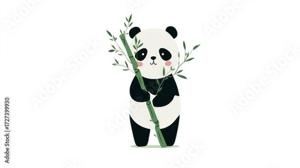 Obraz Cute panda holding bamboo