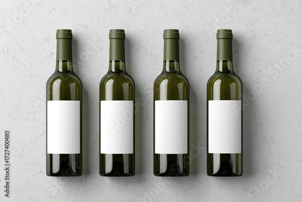 Fototapeta Four wine bottles with blank labels