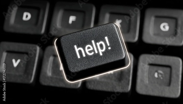 Obraz Close-up of a keyboard key with the word "help