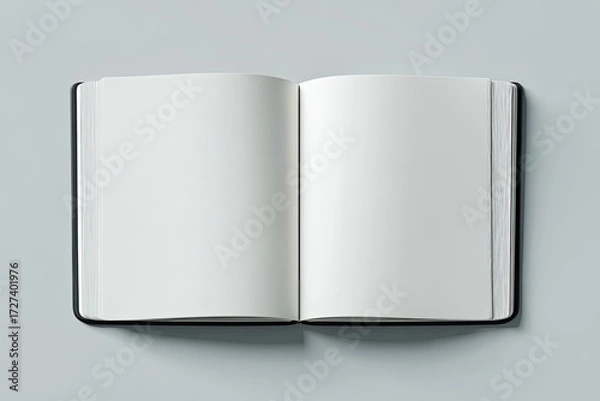 Fototapeta Open book, blank pages, neutral background