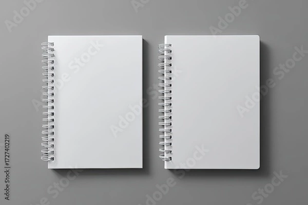 Fototapeta Two blank spiral-bound notebooks, top view