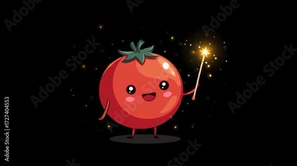 Fototapeta Cute tomato character with sparkler
