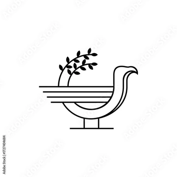 Fototapeta logo vector illustration of a bird with leaf