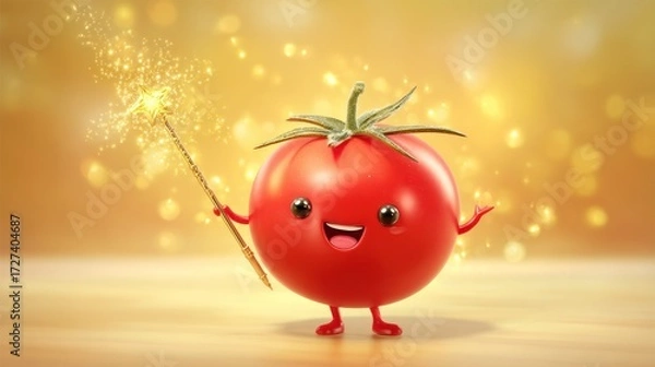 Fototapeta Cute tomato character with sparkler