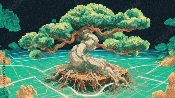 Fototapeta Digital bonsai tree design