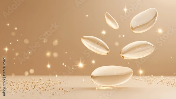 Fototapeta Floating gold capsules