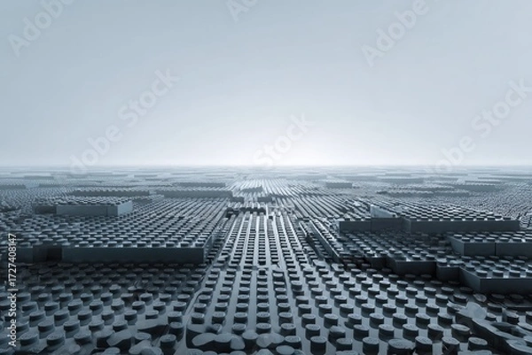 Fototapeta Abstract geometric landscape.  A gray, modular