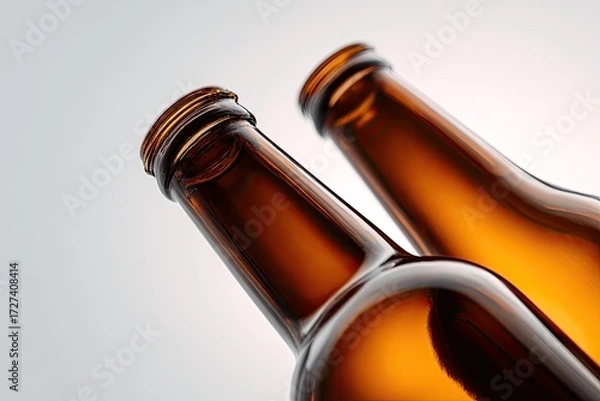 Fototapeta Close-up of two amber beer bottles