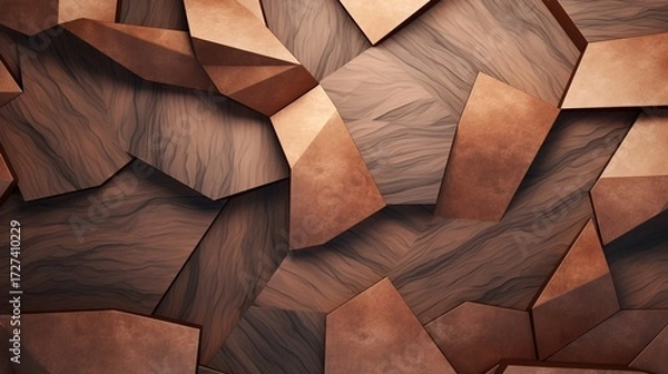 Fototapeta Abstract Geometric Pattern with Brown and Copper Tones for Modern Design