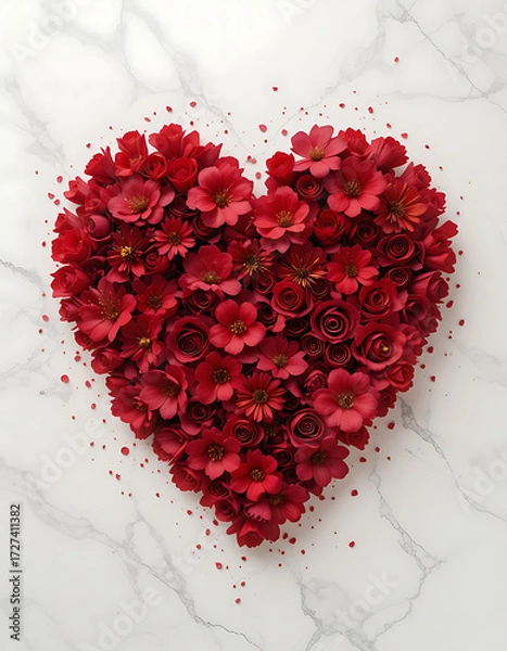 Obraz red heart made of red flowers