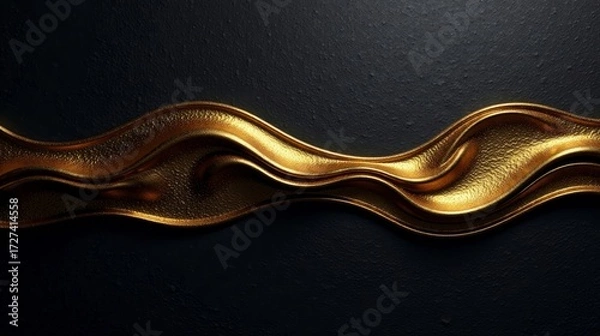 Fototapeta Abstract Gold Wave Design on Dark Background, Elegant and Luxurious Texture for Modern Decor
