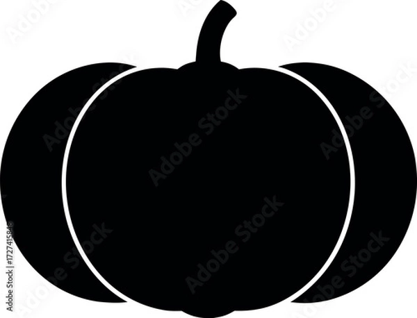 Obraz Halloween Single Pumpkin Silhouette Vector Flat Style