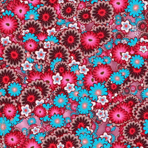 Fototapeta Pattern of multicolor flower bunch.  Seamless Hi-res texture.