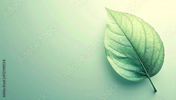 Obraz Green leaf on light background