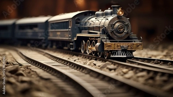 Fototapeta A photo of a train on a curved track