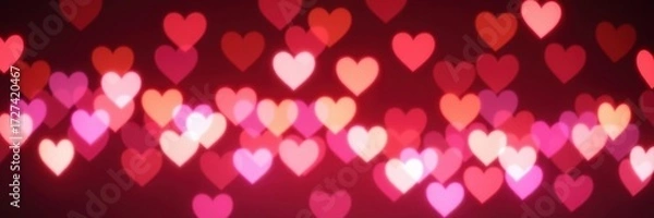 Fototapeta Bright, abstract heart bokeh background, perfect for Valentine's Day or romantic projects. Shimmering lights create a dreamy, festive atmosphere, shimmer, texture, celebration