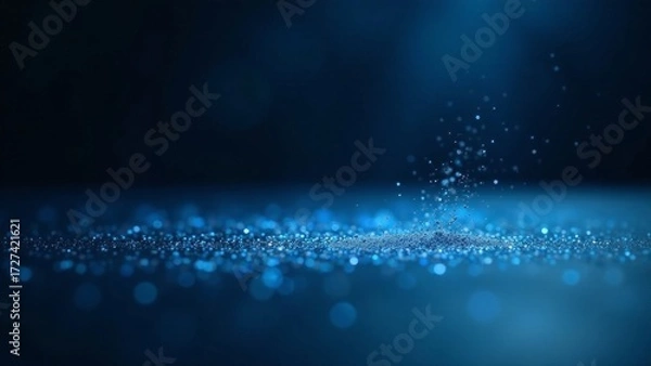 Fototapeta Abstract Blue Sparkle Background Glimmering Particles Ascending from a Deep Blue Surface