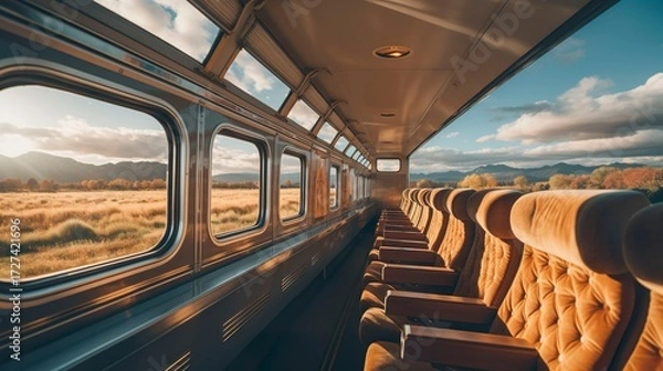 Fototapeta A photo of a train with panoramic windows