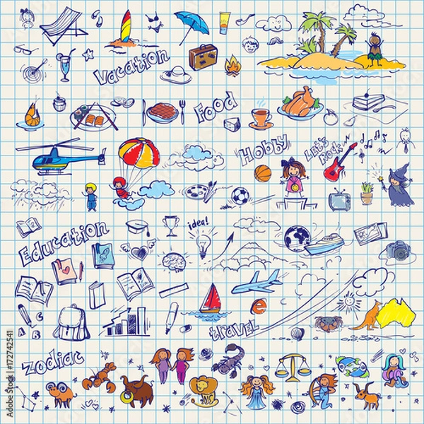 Obraz big hand drawn doodles vector set