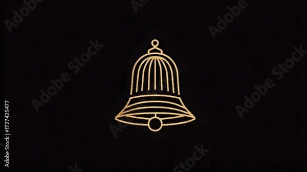 Obraz Bells icon in gold thin lines