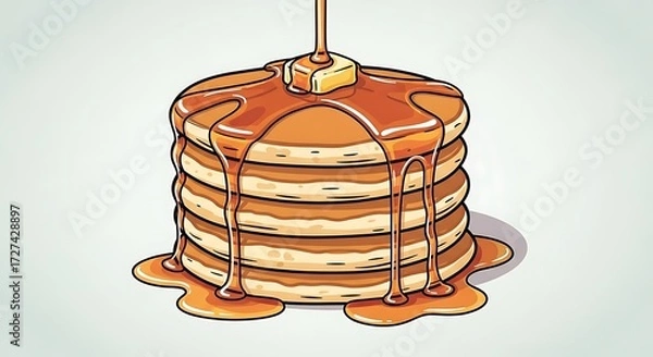 Obraz Pancake stack with syrup pour.
