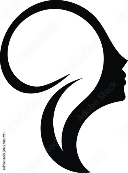 Obraz Abstract silhouette of a human head with flowing lines symbolizing thought or creativity vector