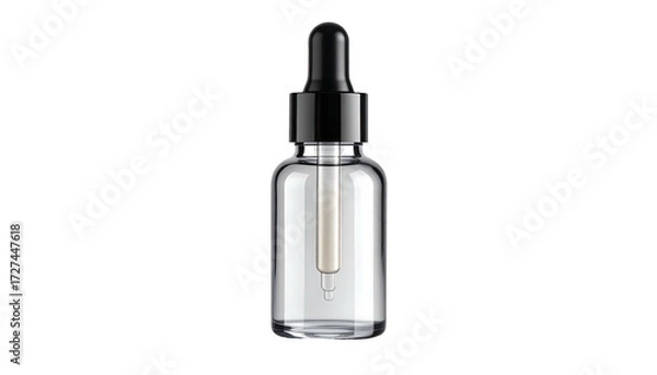 Fototapeta Clear Glass Dropper Bottle with Black Cap for Essential Oils.