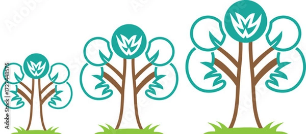 Fototapeta Banyan Tree Line Vector Silhouettes Pack for Organic Growth Concepts, Environmental Icons, and Natural Artwork