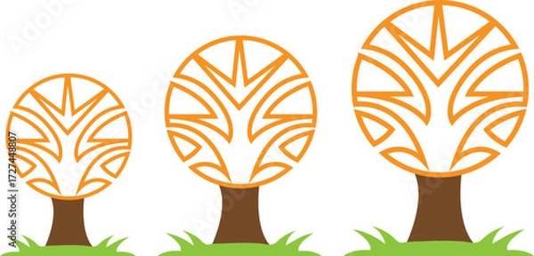 Fototapeta Detailed Banyan Tree Line Illustration Vector Collection for Eco Projects, Garden Designs, and Botanical Logos