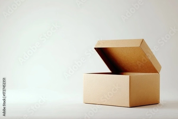 Fototapeta Open cardboard box on a plain background