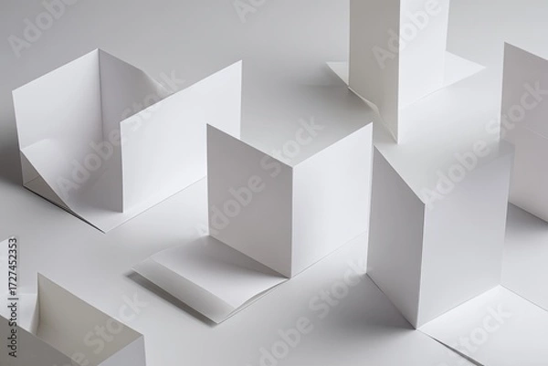 Fototapeta Abstract composition of folded white paper (2)
