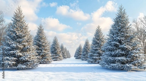 Fototapeta Snowy forest path