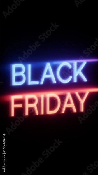 Fototapeta Cyber ​​Monday Black Friday Discount Days Online Store Neon Digital Colors Text Vertical Background