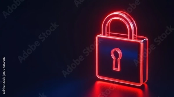 Obraz Glowing red padlock digital security and privacy concept