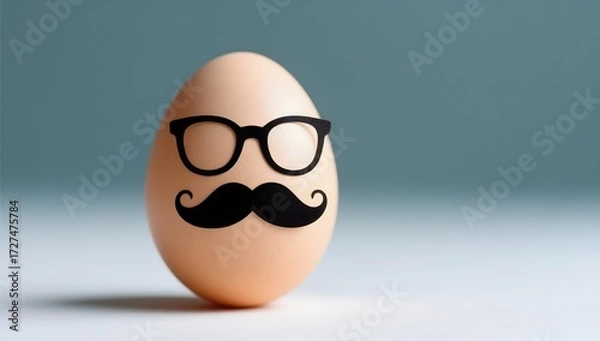 Fototapeta Egg with Glasses and Mustache Creating a Whimsical Character