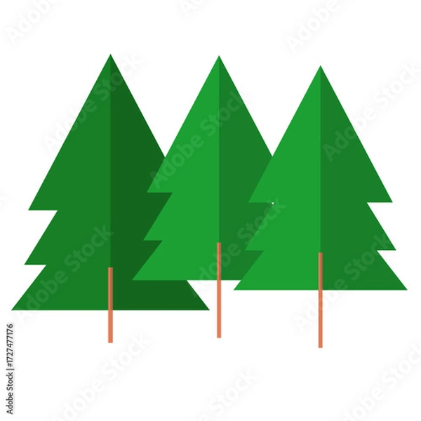 Obraz Flat Design Evergreen Pine Tree Group Forest Environment Illustration