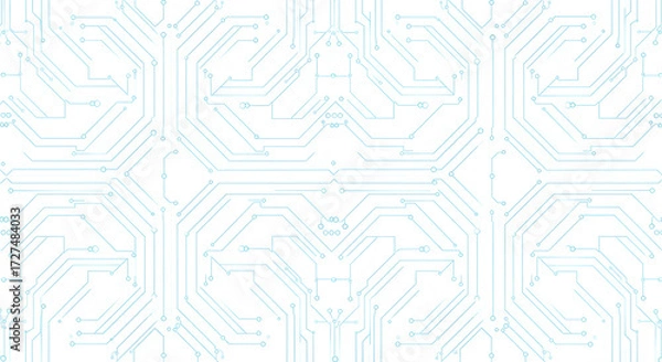 Fototapeta Abstract circuit board design with lines and nodes, perfect for tech, data, and digital concepts, clean and modern look