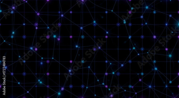 Fototapeta Dynamic network connections with glowing dots and lines, perfect for representing data, technology, and innovation