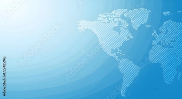 Fototapeta Global map in cool blue tones for travel, business, or technology themes, creating a sense of connection and innovation