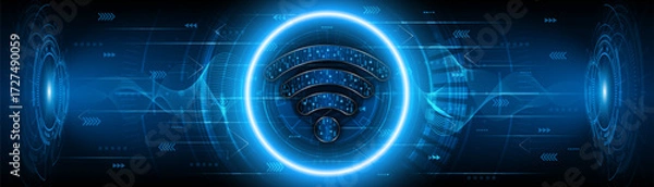Fototapeta Abstract wifi symbol. Concept of communication technology, internet signal or wireless connection.	