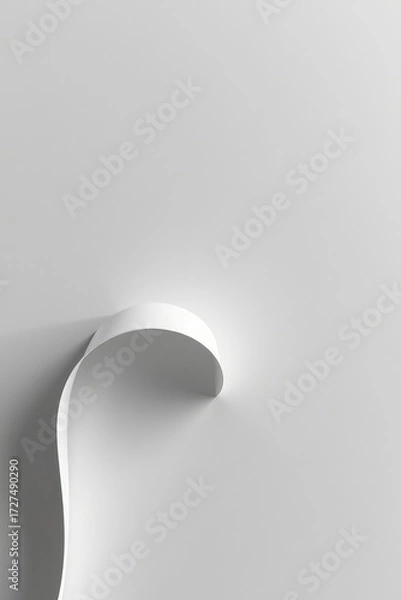 Fototapeta Curled corner of a white page, suggesting a turning point or new beginning, perfect for design elements or book illustrations, beginning, background