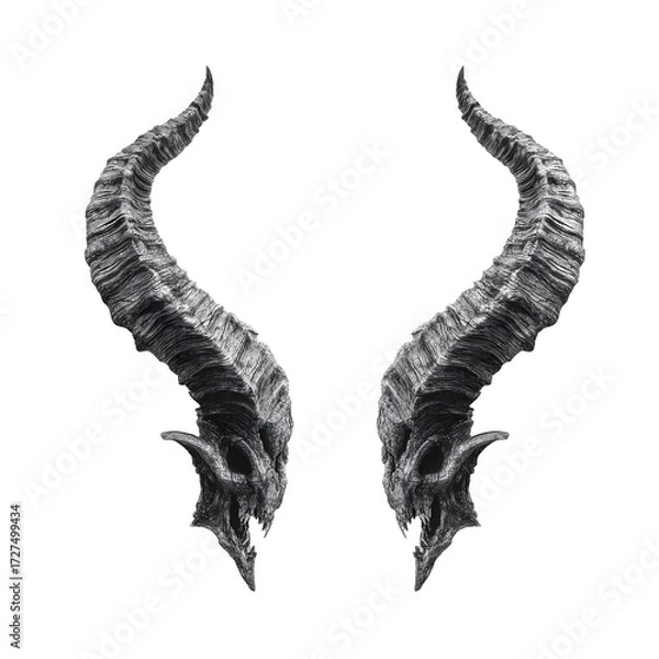 Obraz Scary demon horns, white isolated background