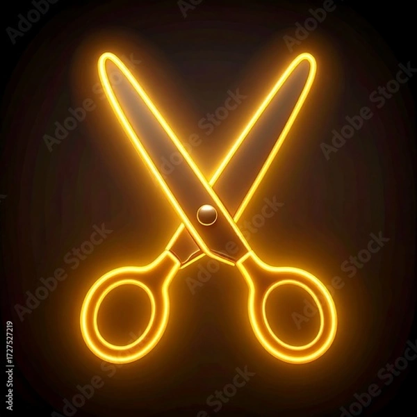 Obraz Neon scissors graphic