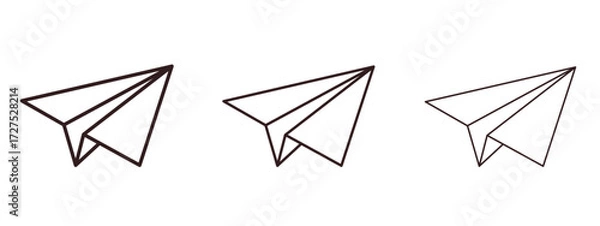 Fototapeta Paper plane icons in thin line symbols with editable strokes