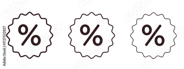 Fototapeta Discount icons in thin line symbols with editable strokes